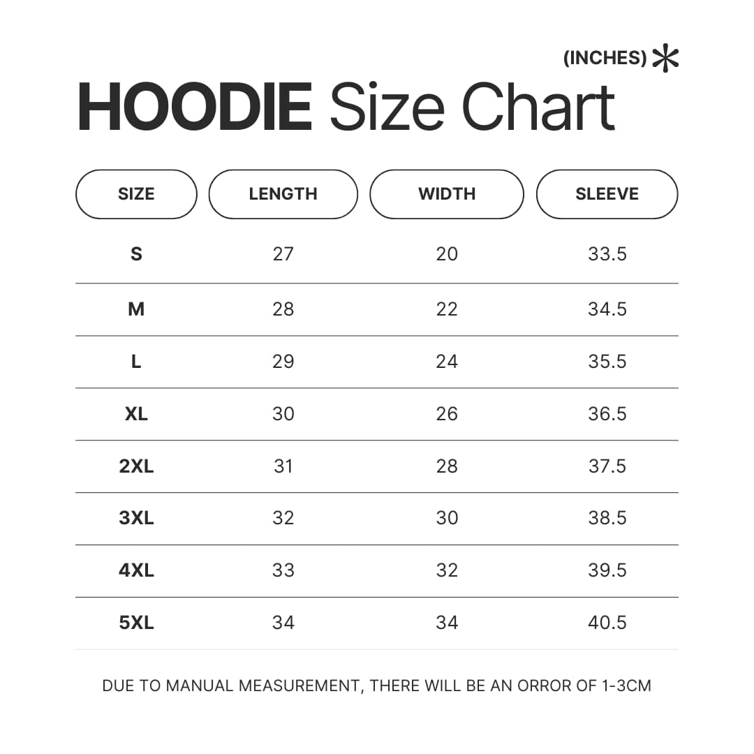 Hoodie Size Chart - Initial D Shop